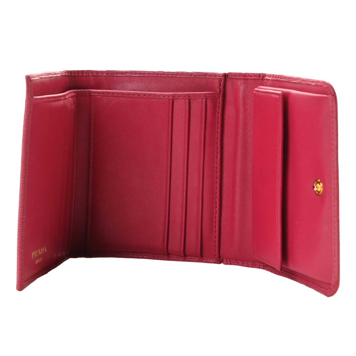 Prada Vitello Move Pink Leather Logo Plaque Small Trifold Wallet - LUXURYMRKT