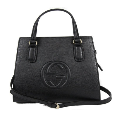 Gucci Soho Leather Tote Crossbody Bag Black - LUXURYMRKT