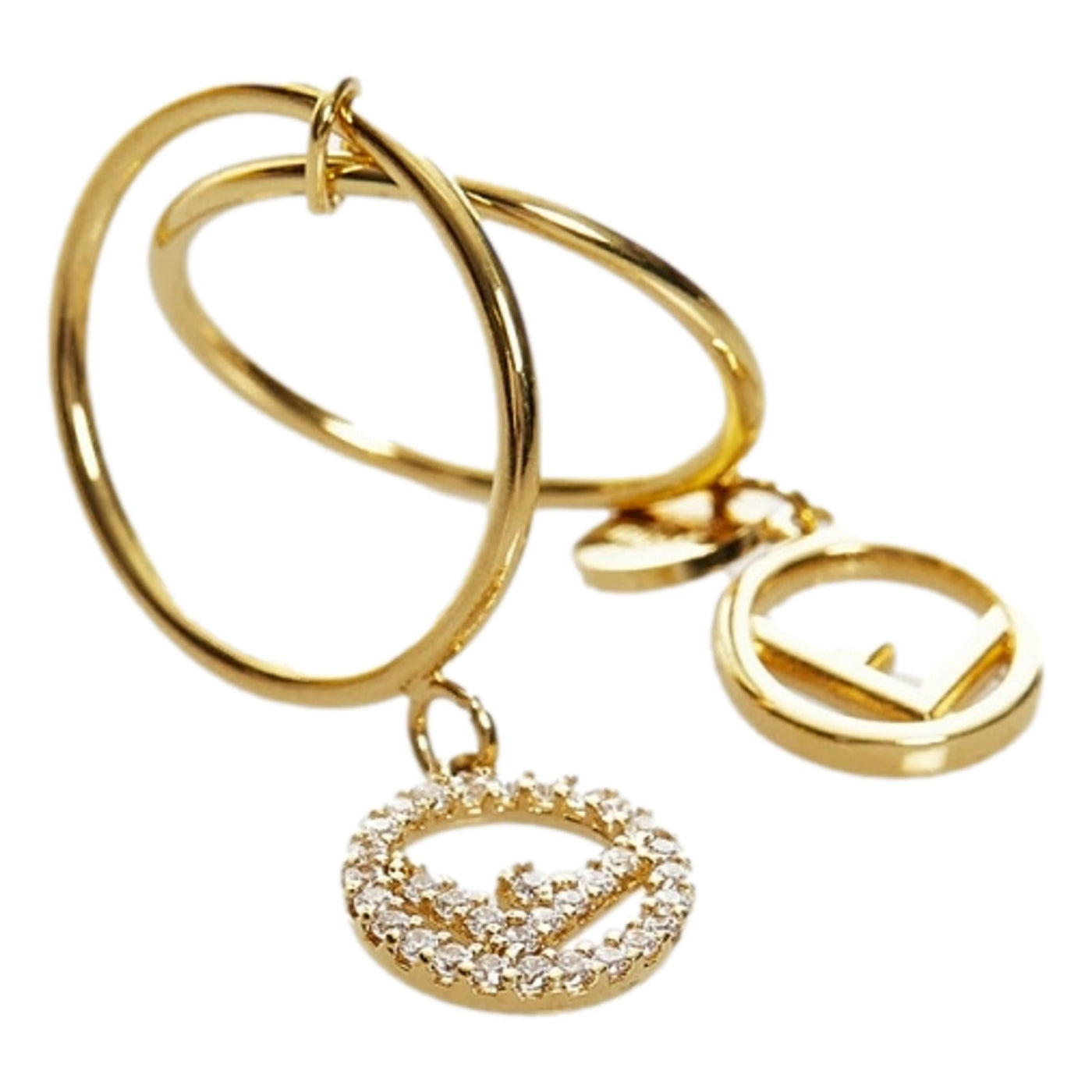 Fendi F is Fendi Soft Gold and Crystal Ring Size 6.5 8AG737 - LUXURYMRKT