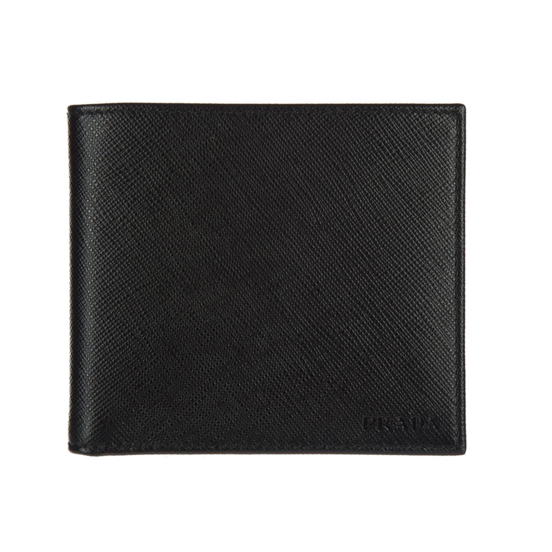 Prada Mens Nero Black Saffiano Leather Billfold Bifold Wallet - LUXURYMRKT