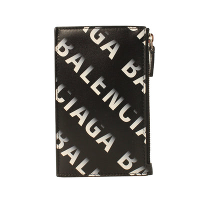 Balenciaga Black Leather Gradient Logo Small Zip Card Wallet 640535 - LUXURYMRKT