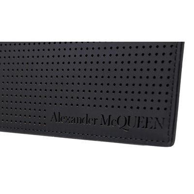 Alexander McQueen Black Leather Perforated Flat Pouch 560472 - LUXURYMRKT