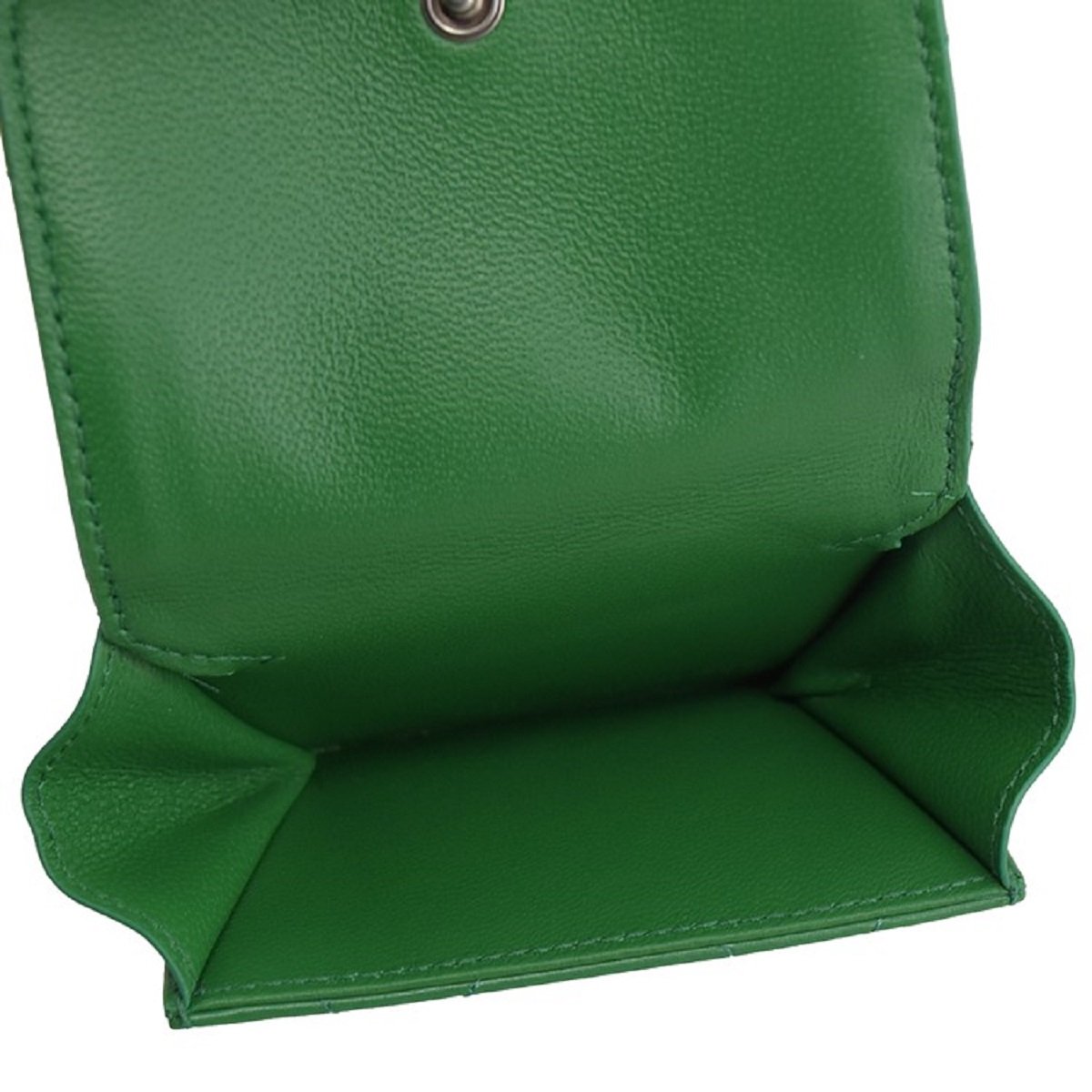 Balenciaga Touch Leaf Green Nappa Leather Quilted Mini Trifold Wallet - LUXURYMRKT
