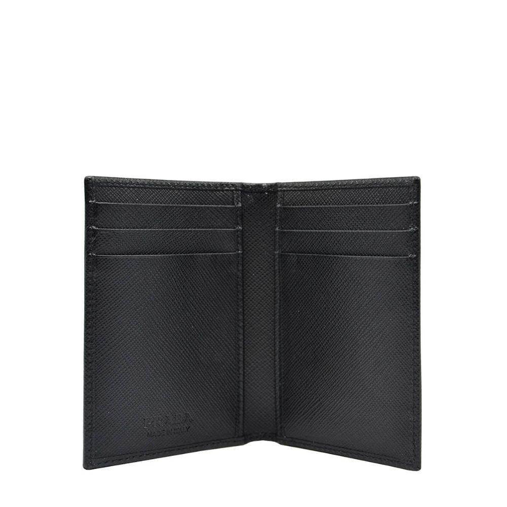 Prada Men's Saffiano Leather Vertical Card Black Holder - LUXURYMRKT