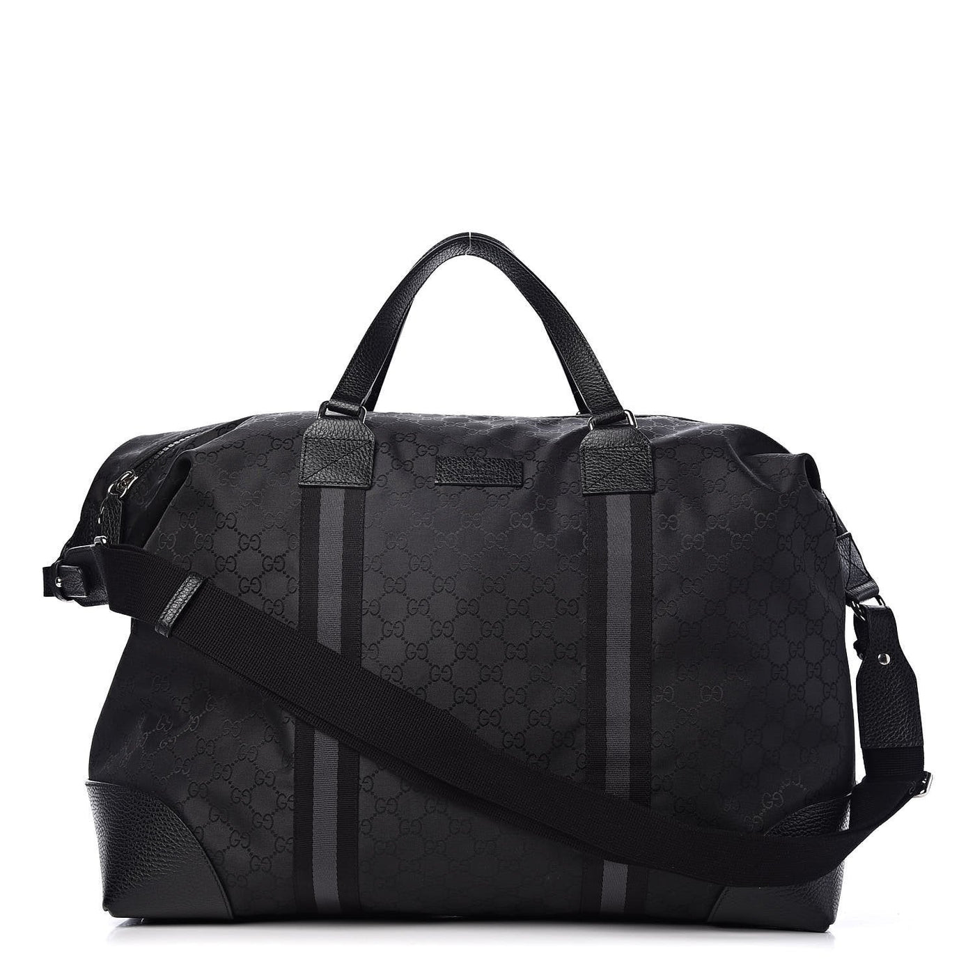 Gucci GG Web Nylon Monogram XL Duffle Bag Black 449180 - LUXURYMRKT