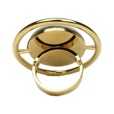 Saint Laurent Oval Brass Metal Circular Ring Size 6 Silver/Gold - LUXURYMRKT