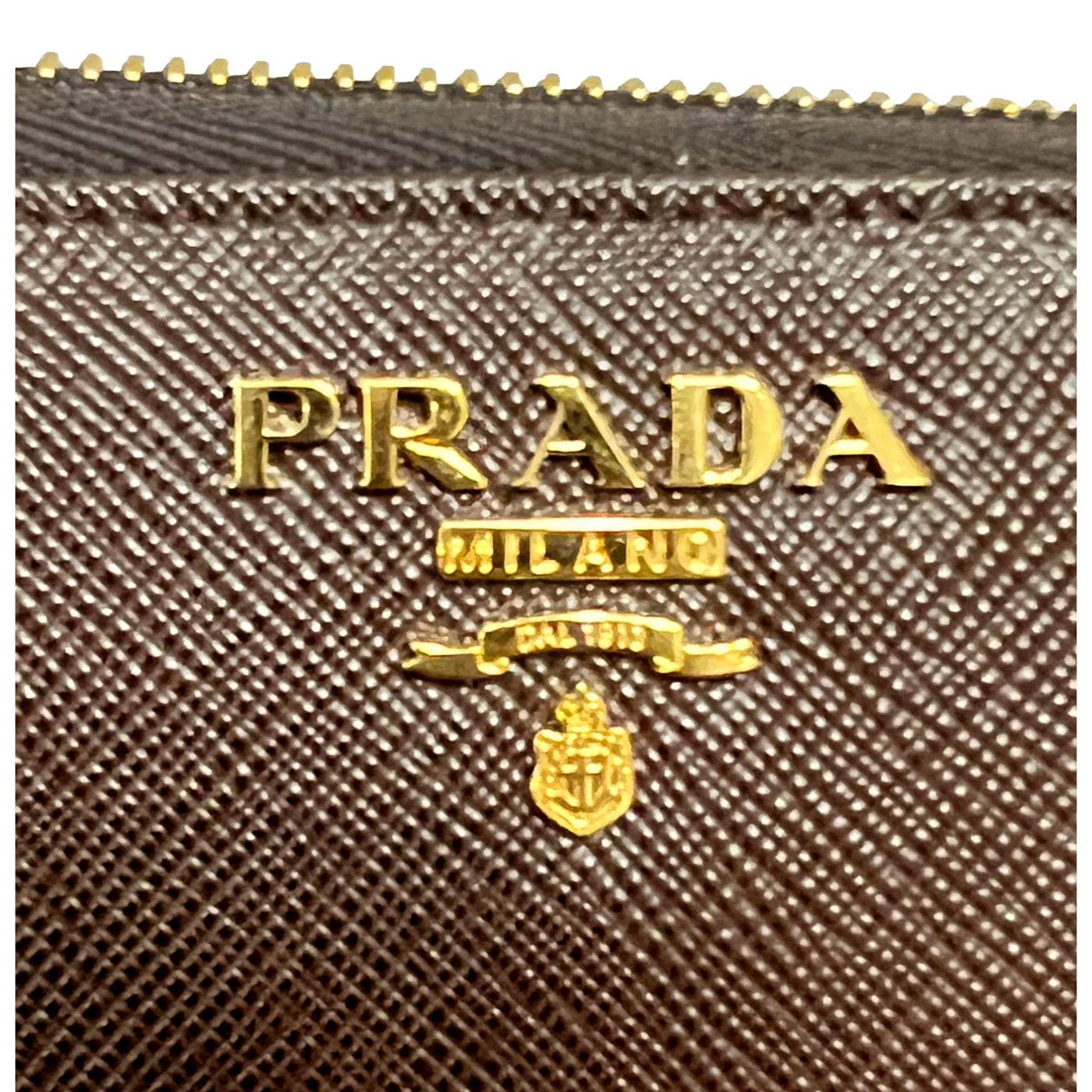Prada Bruciato Brown Saffiano Leather Zip Around Continental Wallet - LUXURYMRKT