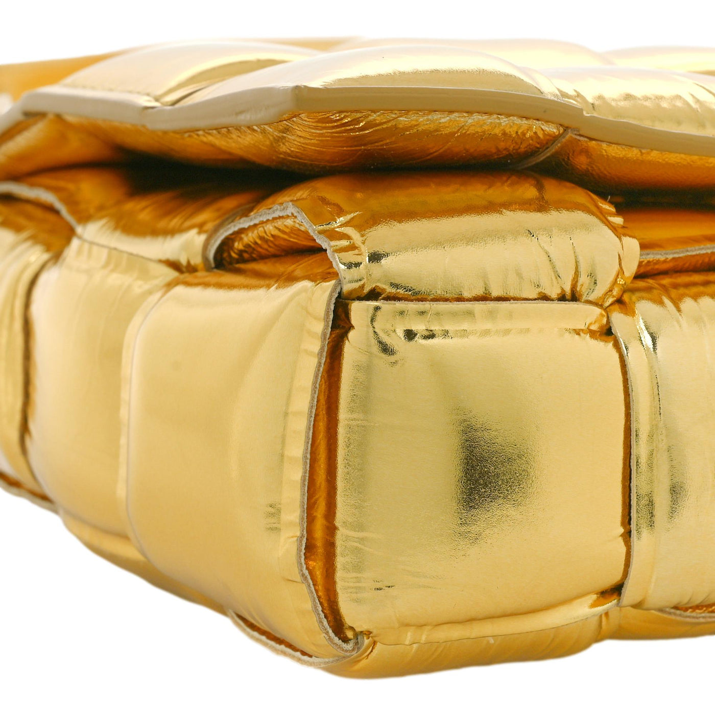 Bottega Veneta Padded Cassette Metallic Gold Lambskin Crossbody Bag - LUXURYMRKT