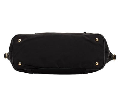 Prada Tessuto Nylon Saffiano Leather Black Top Zip Tote Bag - LUXURYMRKT