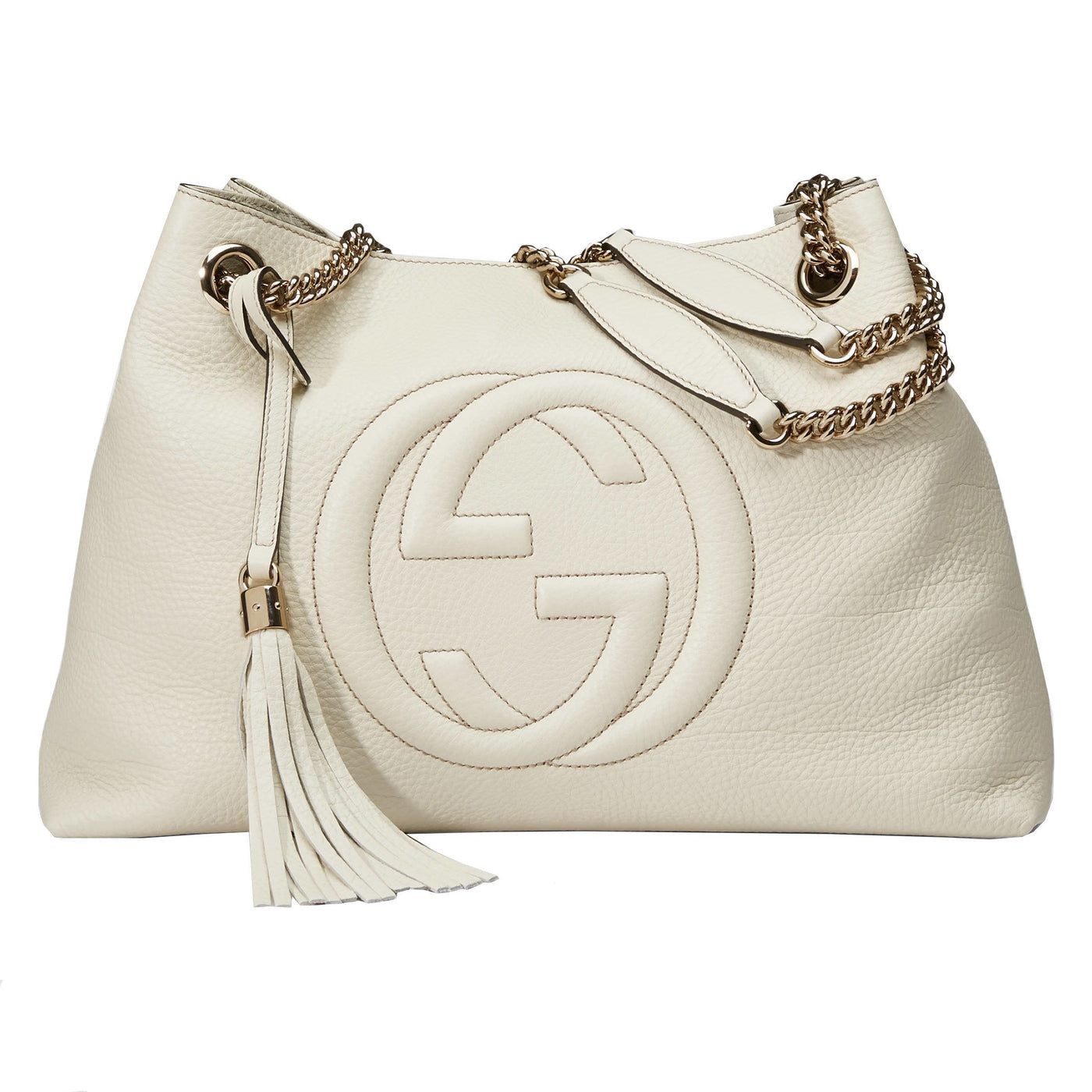 Gucci Soho GG Ivory Leather Chain Shoulder Tote Bag - LUXURYMRKT