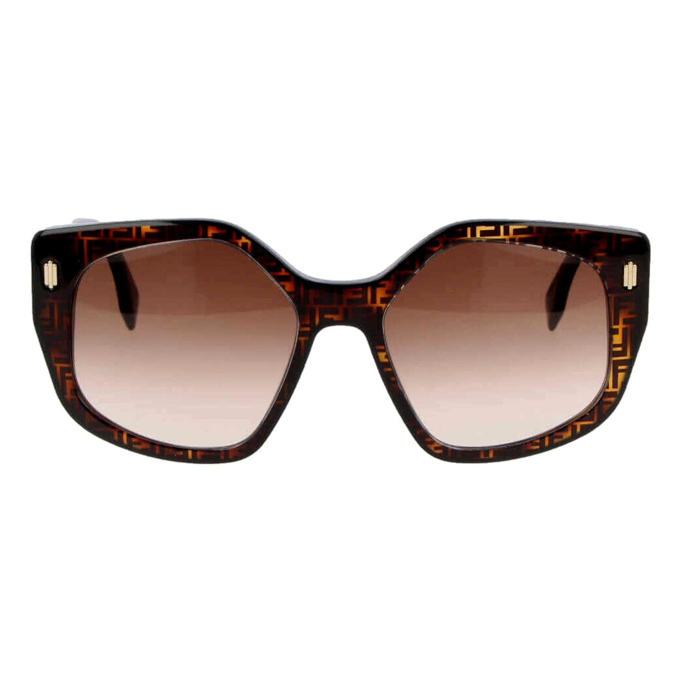 Fendi Bold FF Havana Brown and Black Acetate Geometric Frame Sunglasses - LUXURYMRKT