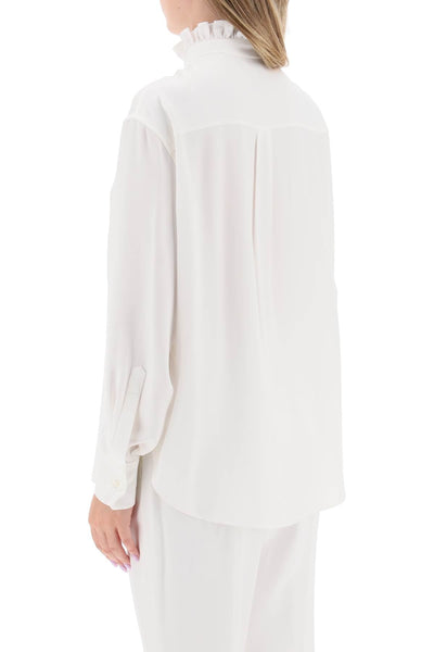 Alexander Mcqueen Silk Satin Shirt With Ruffles