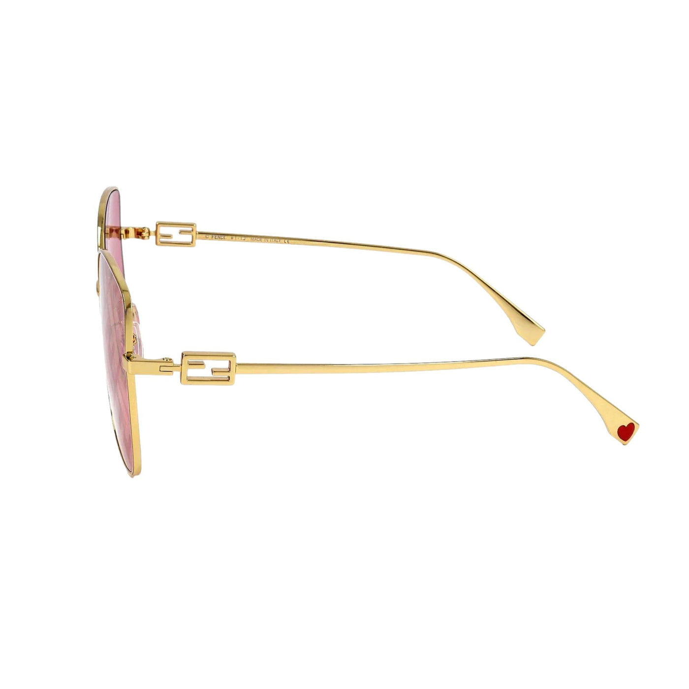 Fendi Baguette Pink FF Print Lenses Gold Square Frame Sunglasses - LUXURYMRKT