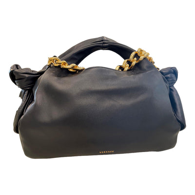 Versace La Medusa Lambskin Leather Black Gold Chain Bag - LUXURYMRKT