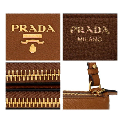 Prada Brown Vitello Phenix Leather Crossbody - LUXURYMRKT