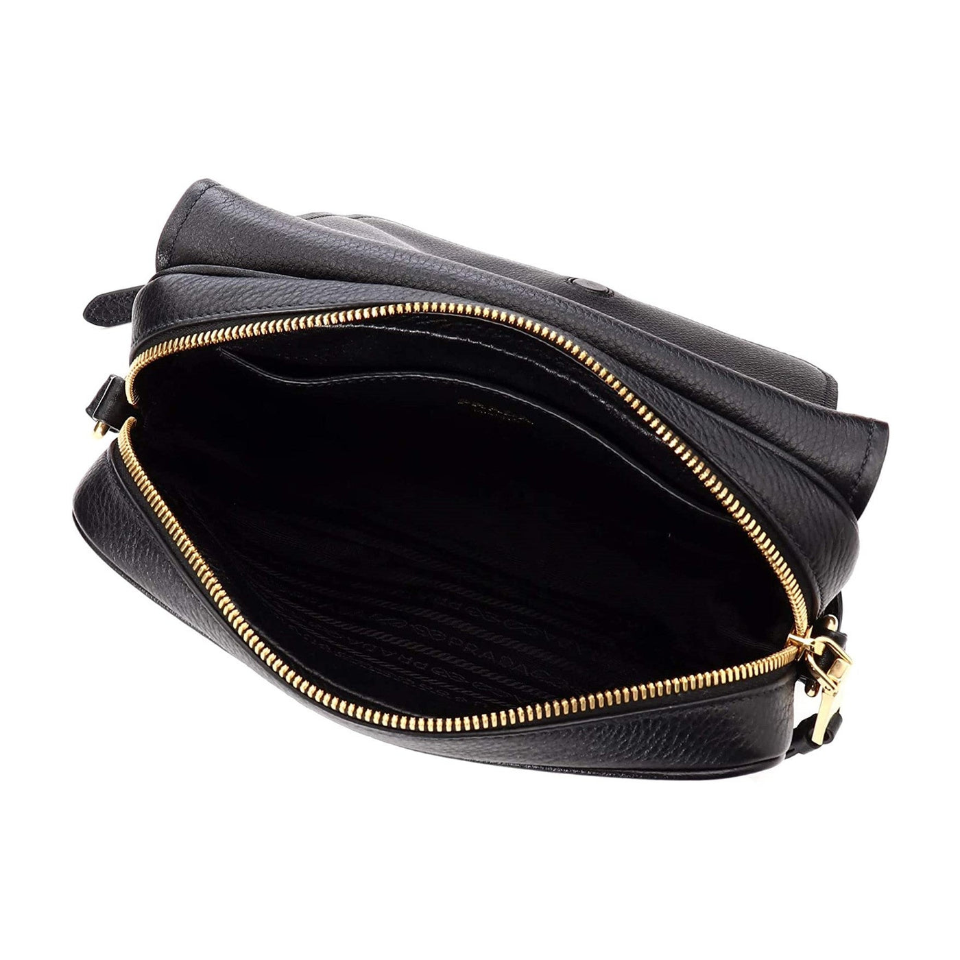 Prada Vitello Phenix Black Leather Flap Crossbody Bag 1BD163 - LUXURYMRKT