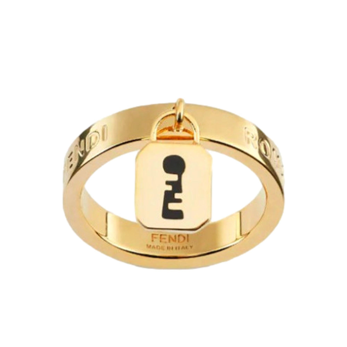 Fendi Master Key Pendant Gold Finish Metal Medium Fashion Ring - LUXURYMRKT