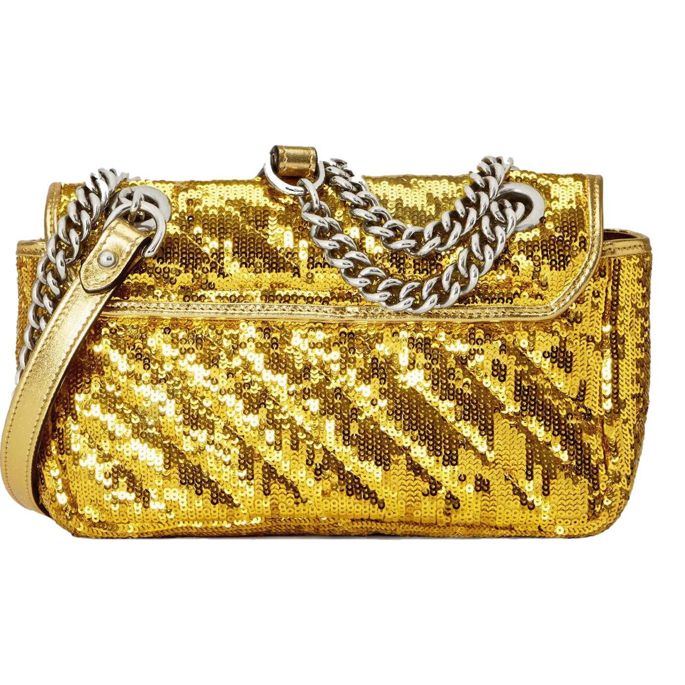 Gucci Flap Marmont GG Matelasse Gold Sequin Shoulder Bag 446744 - LUXURYMRKT