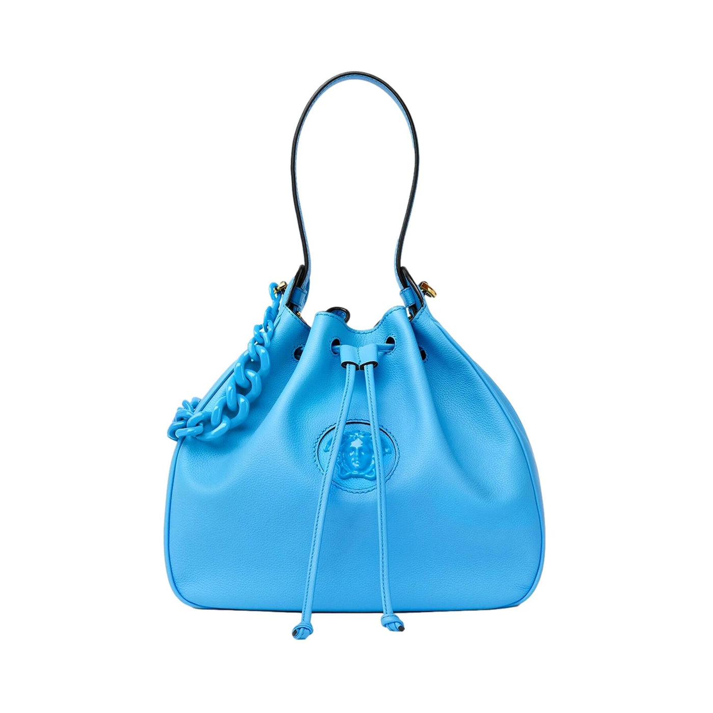 Versace La Medusa Leather Bucket Bag Blue 1003013 - LUXURYMRKT