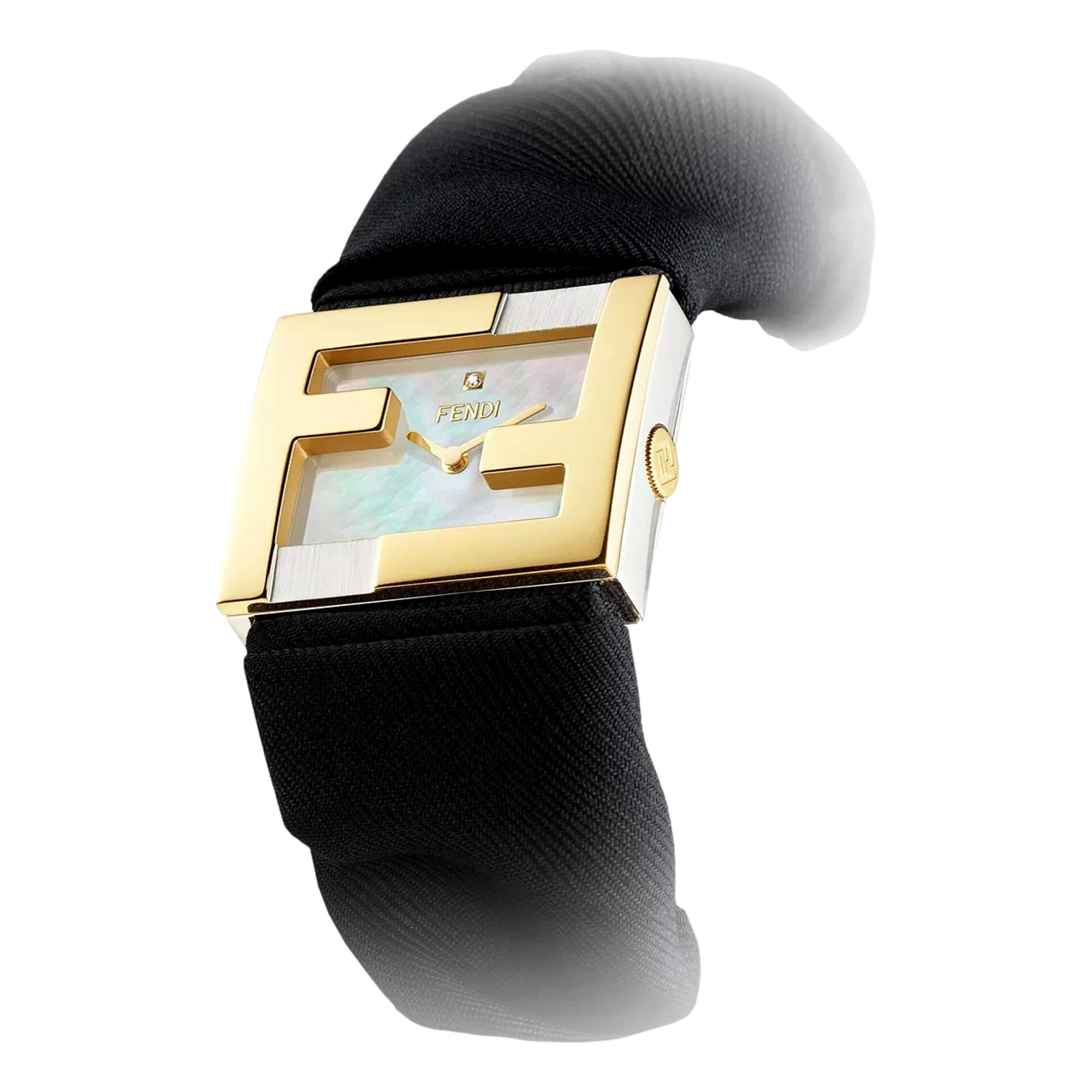 Fendi Fendimania Baguette Black Nylon Timepiece Watch - LUXURYMRKT