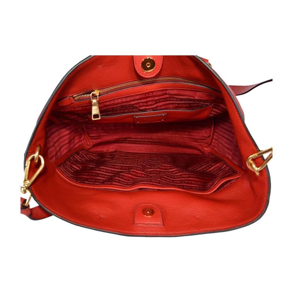 Prada Vitello Phenix Red Leather Shopping Tote - LUXURYMRKT