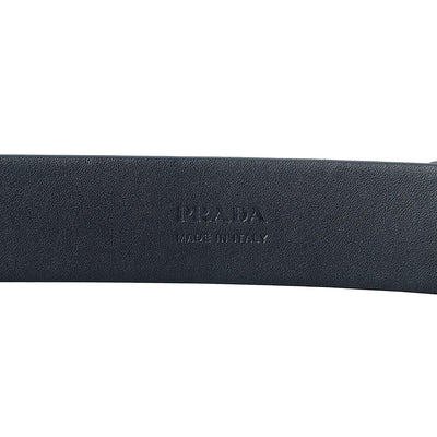 Prada Navy Saffiano Leather Belt Silver Belt Buckle 2CM046 100-40 - LUXURYMRKT