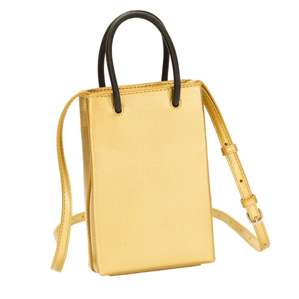Balenciaga Gold Calfskin Leather Shopper Cross Body Bag 593826 - LUXURYMRKT