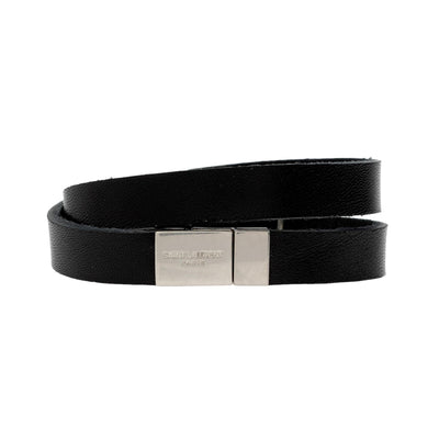 Saint Laurent Monogram Black Leather Bracelet - LUXURYMRKT