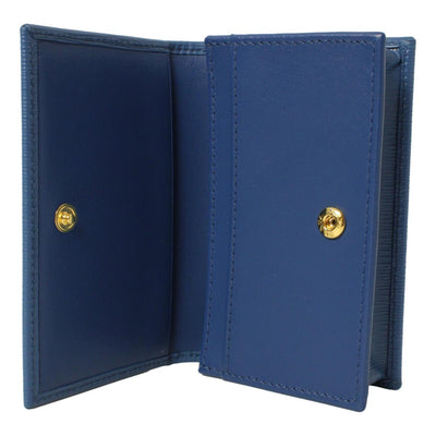 Prada Blue Vitello Move Leather Triangle Logo Card Case Wallet - LUXURYMRKT