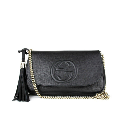 Gucci Soho Disco GG Black Calf Leather Tassel Chain Crossbody Bag - LUXURYMRKT