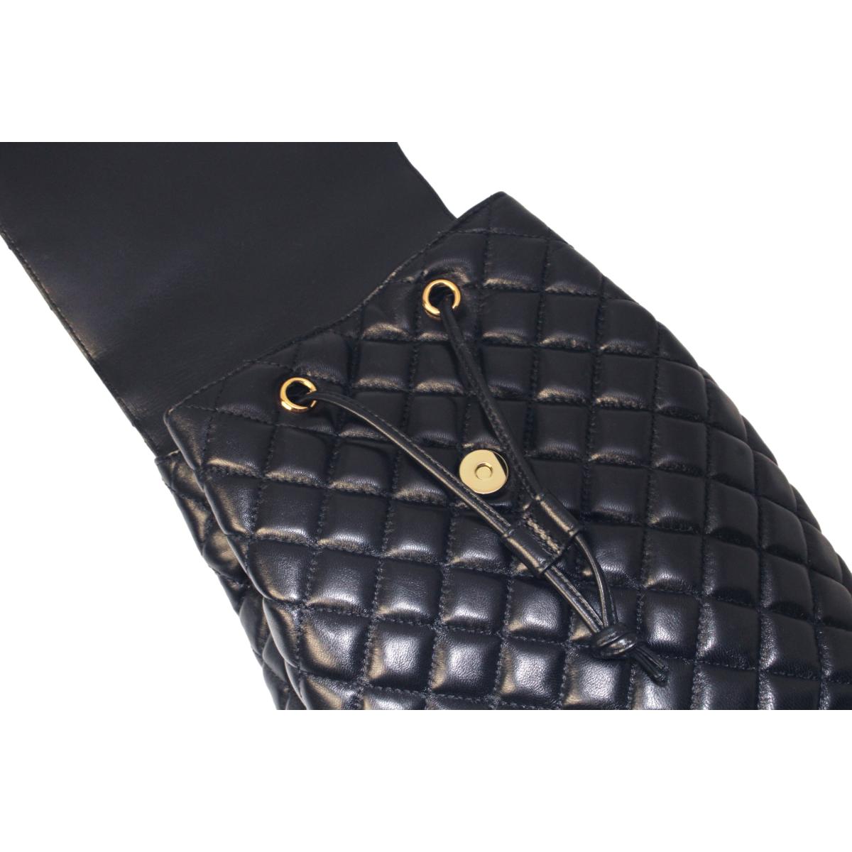 Versace Black Leather Medusa Quilted Flap Backpack DBFI160S - LUXURYMRKT