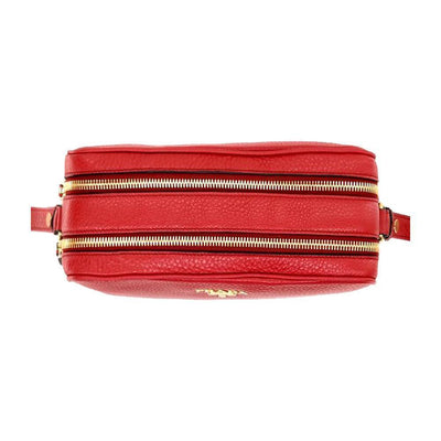 Prada Women's Red Vitello Phenix Leather Crossbody Handbag Small - LUXURYMRKT