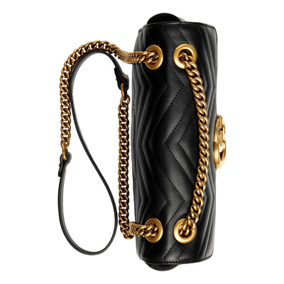 Gucci GG Marmont Black Leather Small Shoulder Bag - LUXURYMRKT
