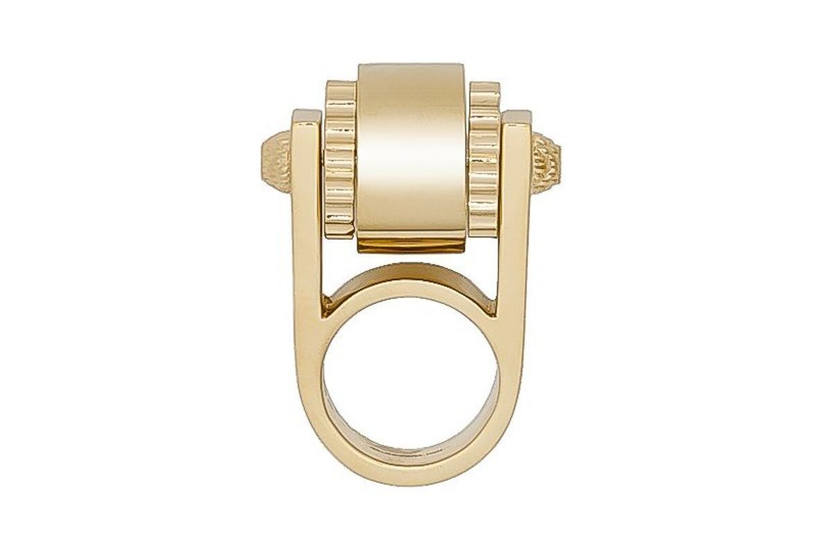 Balenciaga Womens Small Gold Gear Ring Size: 5 - LUXURYMRKT