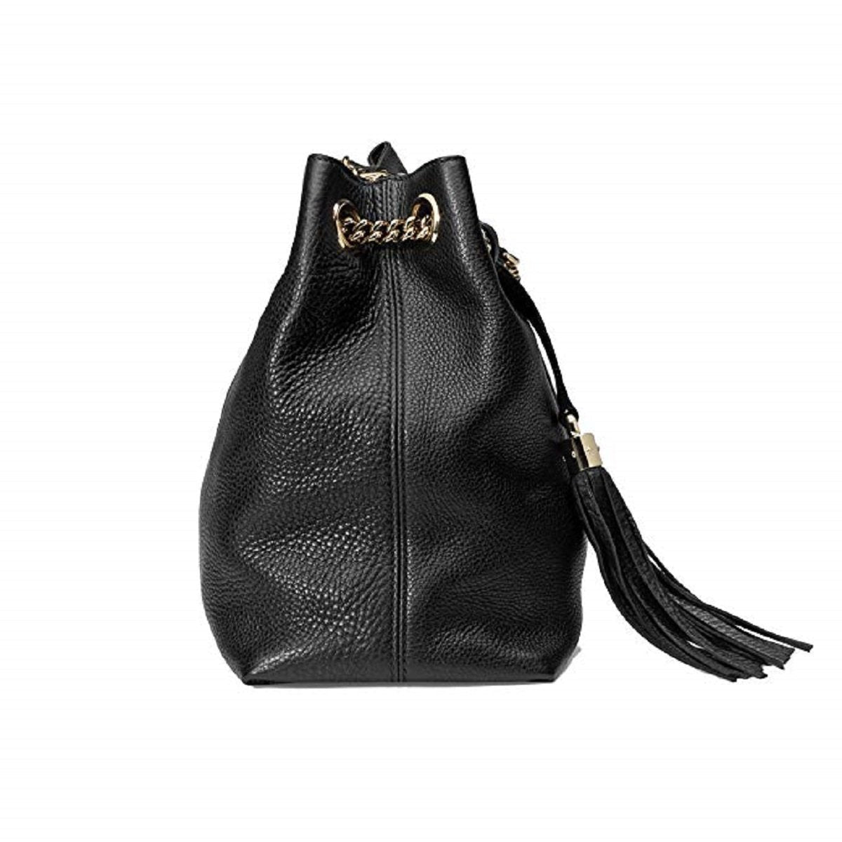 Gucci Soho Black Cellarius GG Logo Leather Chain Tote Bag - LUXURYMRKT