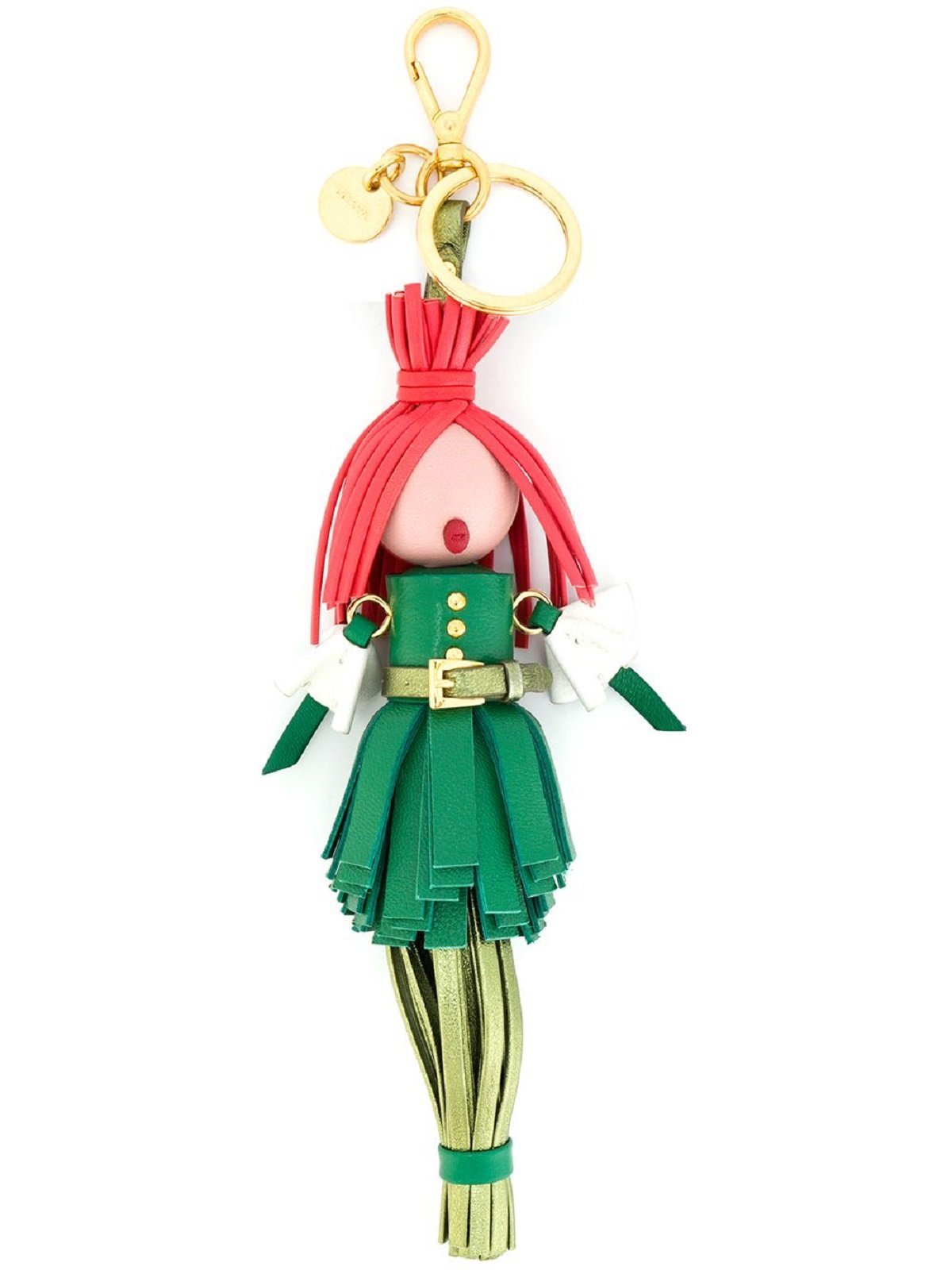 Prada Trick Pelle Alice Doll Red Green Leather Key Chain - LUXURYMRKT
