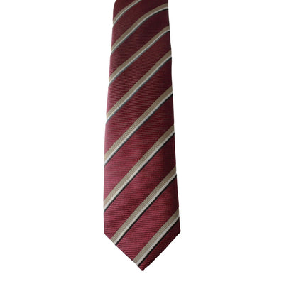 Prada Mens Silk Tie Bordeaux Red Striped Pattern - LUXURYMRKT