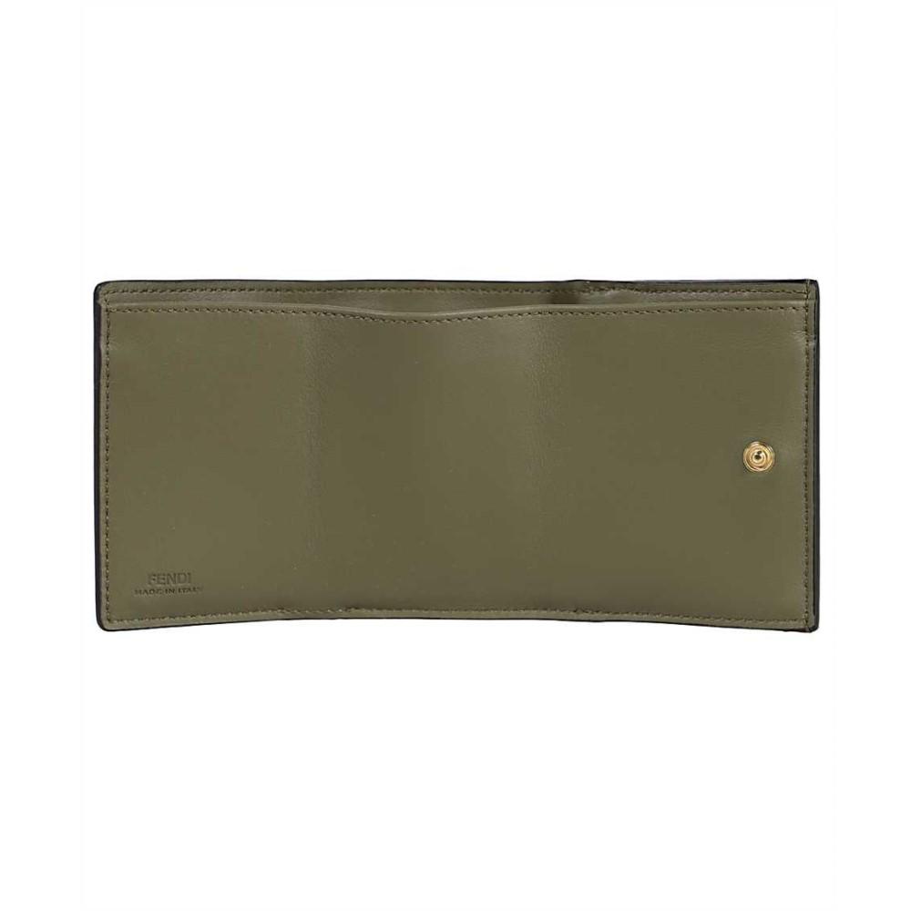 Fendi Selleria Leather Avocado Green Micro Trifold Wallet - LUXURYMRKT