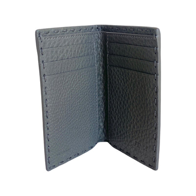 Fendi Selleria Gray Calf Leather Vertical Bifold Wallet 7M0262 - LUXURYMRKT