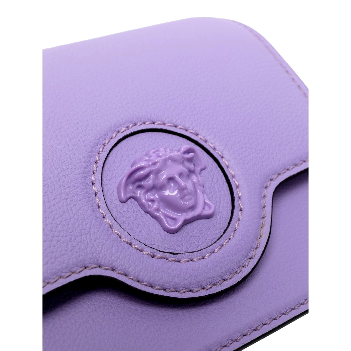 Versace La Medusa Lilac Pebbled Leather Crossbody Bag - LUXURYMRKT