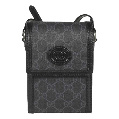 Gucci GG Retro Printed Black Canvas Crossbody Minibag - LUXURYMRKT