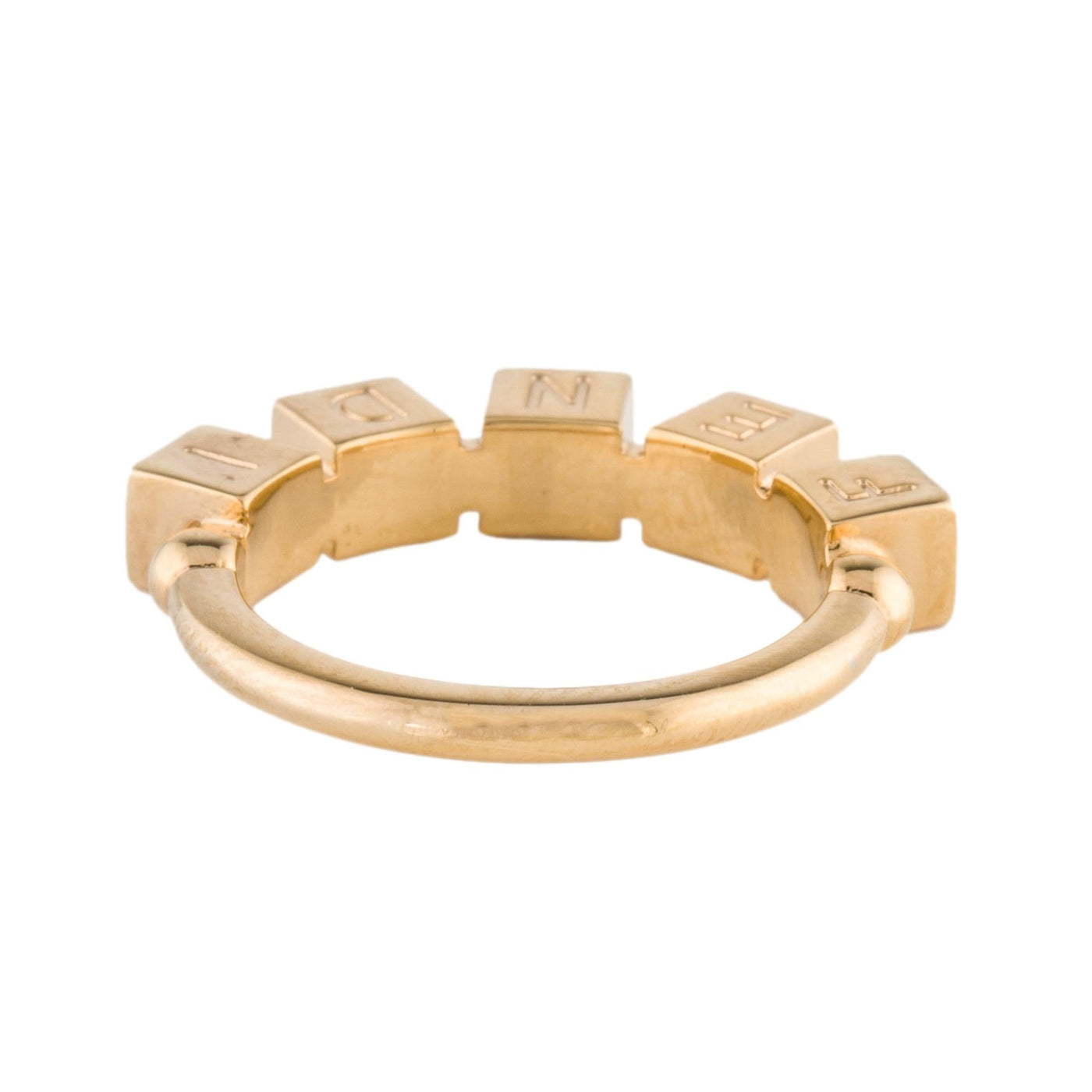 Fendi Fendrigraphy Letters Gold Metal Ring Size Medium - LUXURYMRKT