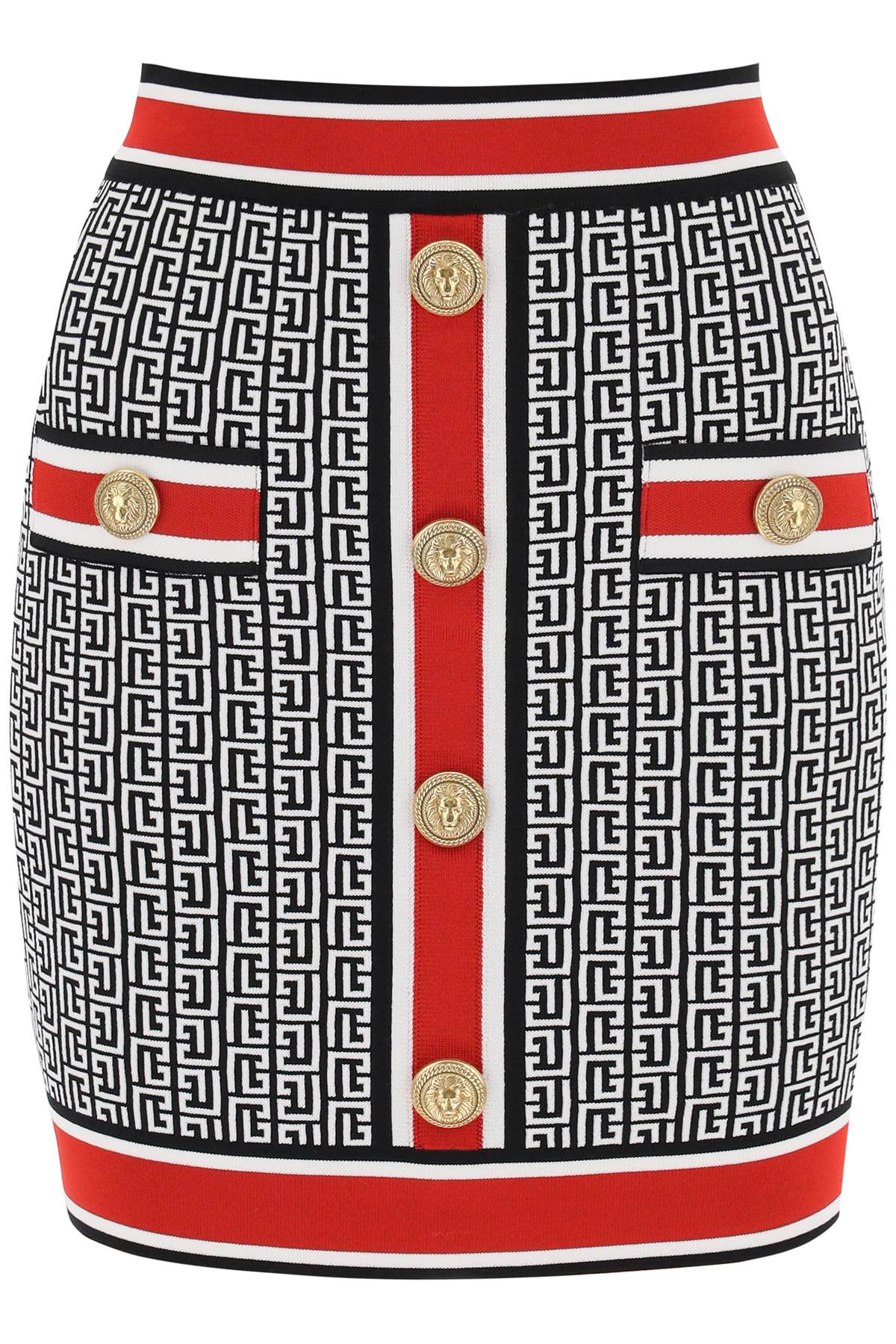 Balmain Mini Skirt In Monogram Knit