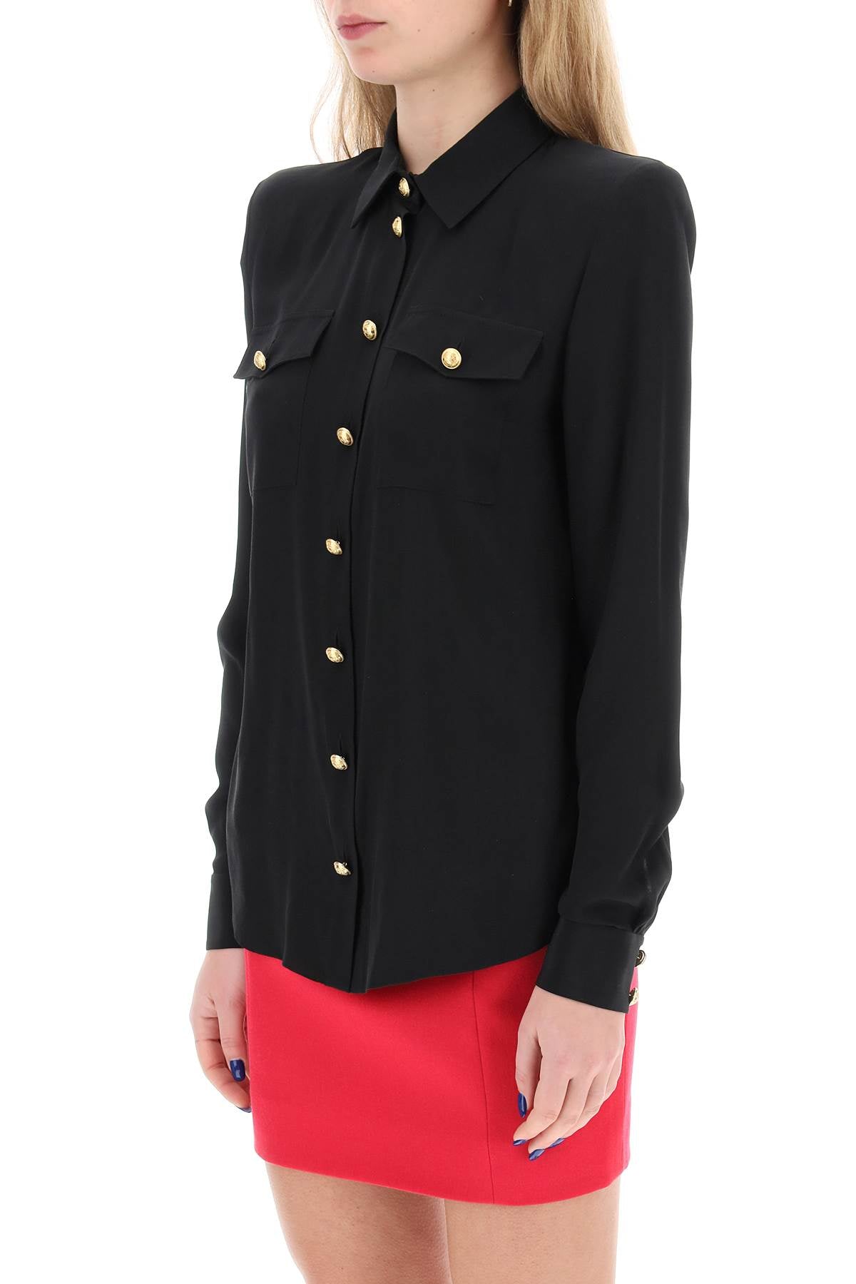 Balmain Silk Shirt With Padded Shoulders