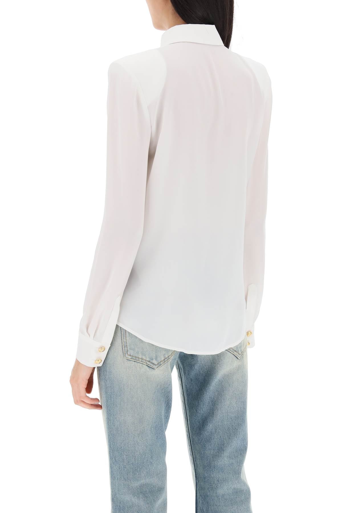 Balmain Silk Shirt With Padded Shoulders