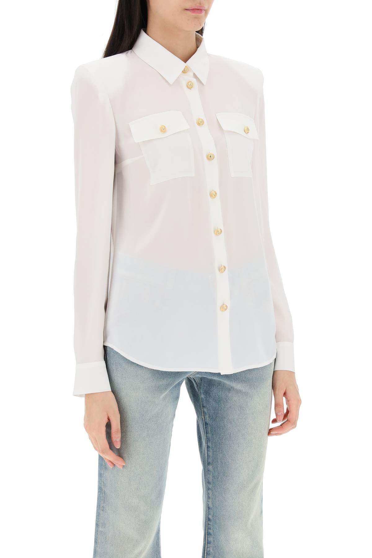 Balmain Silk Shirt With Padded Shoulders