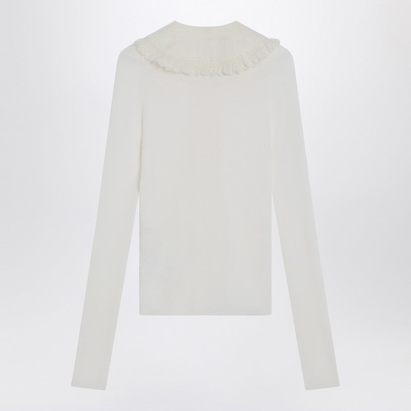 Chloé White Henley shirt in wool knit