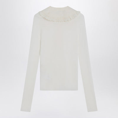 Chloé White Henley shirt in wool knit