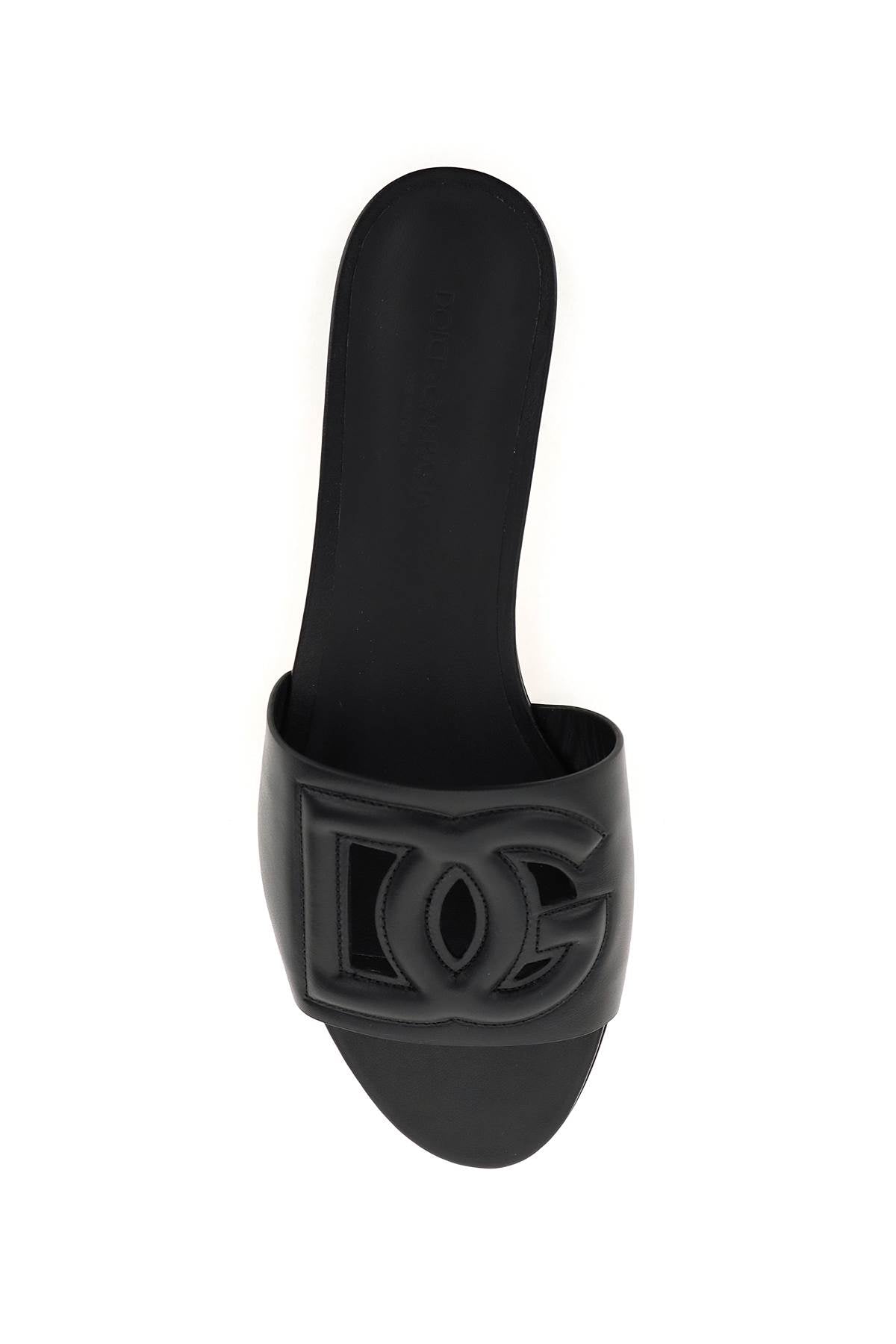 Dolce & Gabbana Leather Slides With Cut-Out Logo