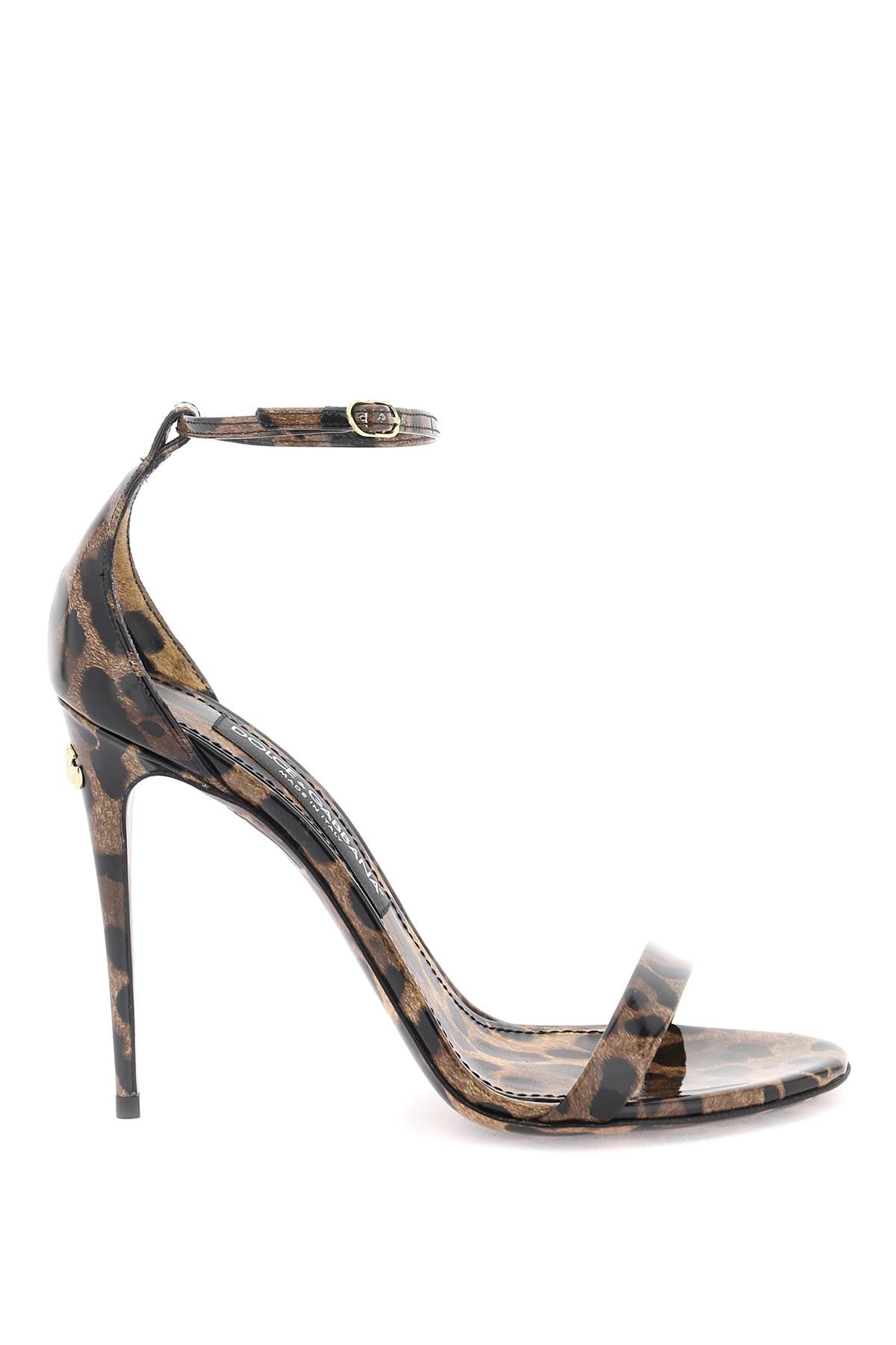 Dolce & Gabbana Leopard Print Glossy Leather Sandals